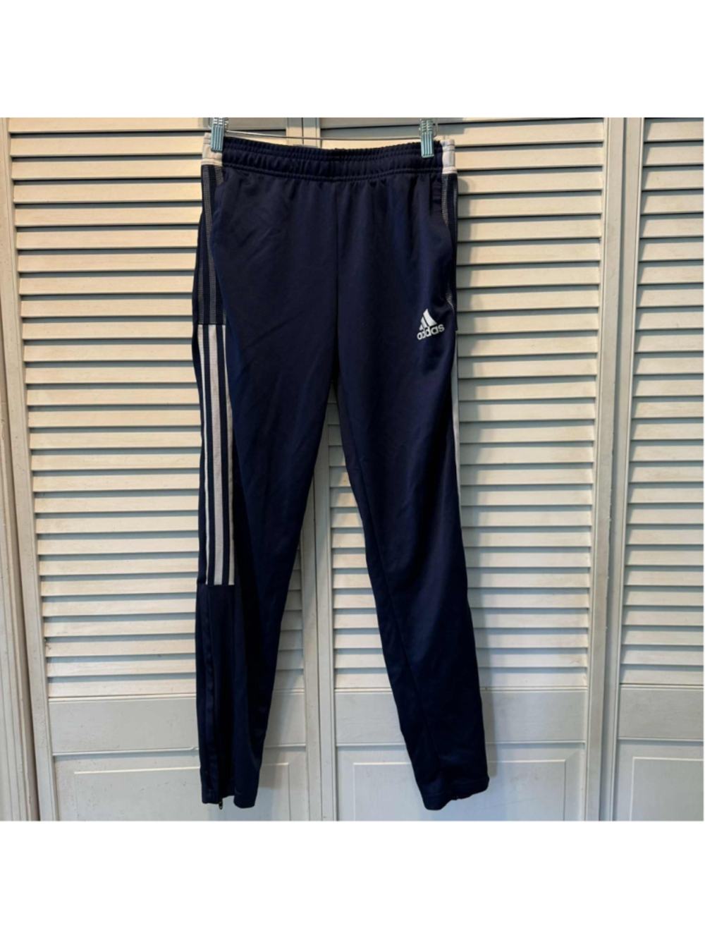 Boys Adidas Track Pants XL Navy Blue White